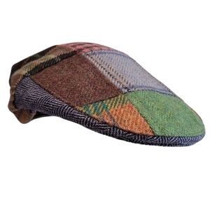 John Hanly Ireland Pure New Wool Pageboy Newsboy Plaid Houndstooth Cap Hat M